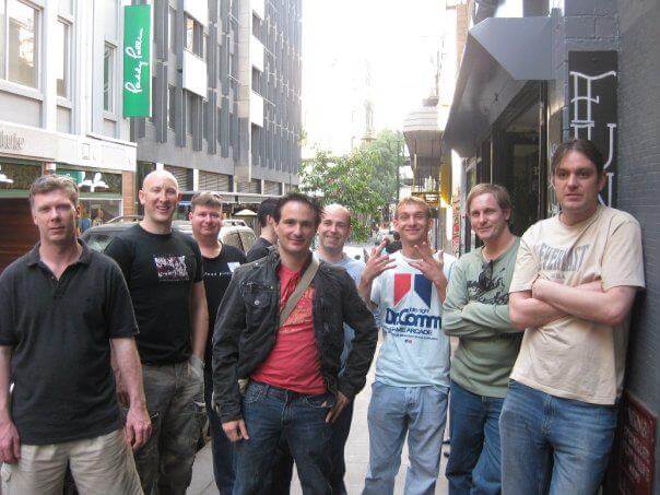 Conjuror, Colwyn, Quetzal, Fade, Redback and Vengeance taken outside the Syntax 2009 party place in Melbourne.