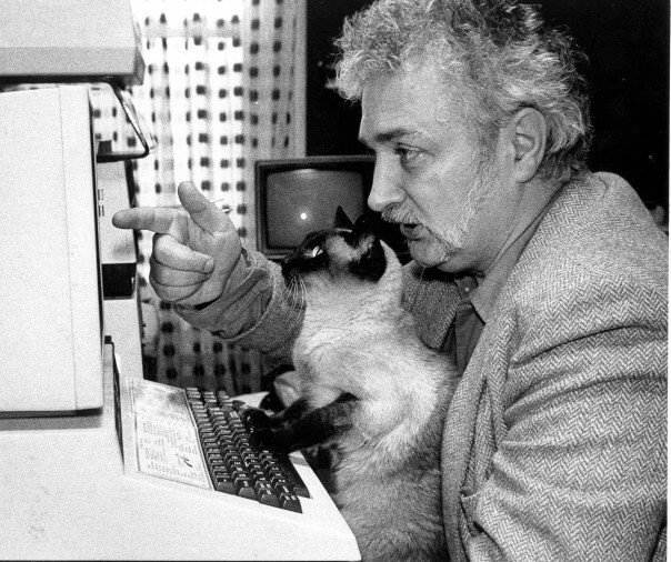 Jim Butterfield and cat.