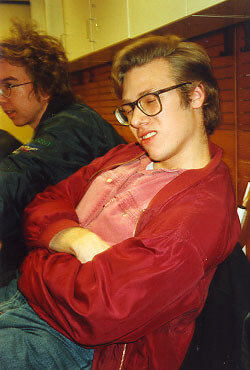 A very drunk and sleepy Mr. Sex at the Tribute 1994 party.