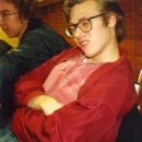 A very drunk and sleepy Mr. Sex at the Tribute 1994 party.