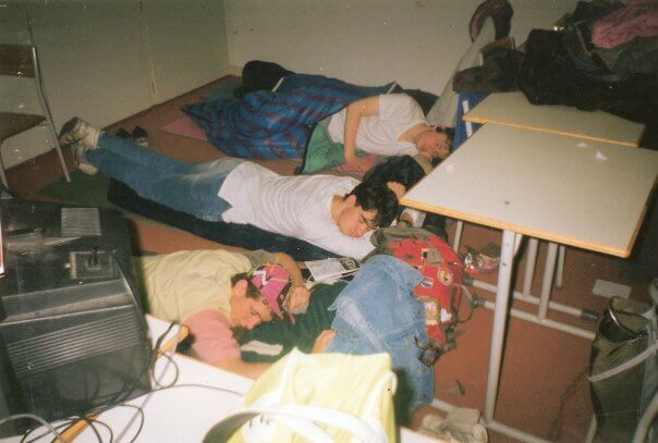 Horizon Easter Party 1991 - Sleeping from left to right - Mc Sprite/Cosmos Designs, GoTchA and Peter of Crazy.