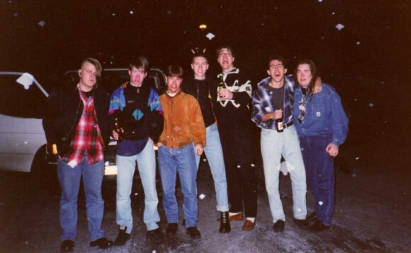 Dragon, Cleric,Nico, CRT, Danko, Bob and Psycho readying to leave for The Party 1 in 1992.