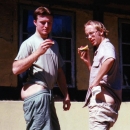 Jeff and Mitch taken in 1996 - showing the right way to eat water melon.